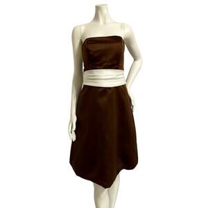 Neblon USA Brown Formal/Special Occasion Dress with Rhinestone Broach Belt
